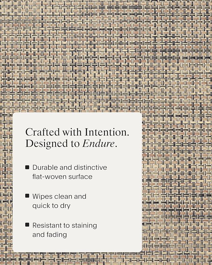 Chilewich Basketweave Placemats, Woven Round Placemats Set of 4 | Reusable, Stain-Resistant, Indoor/Outdoor Tabletop Protection, Bark, 15"