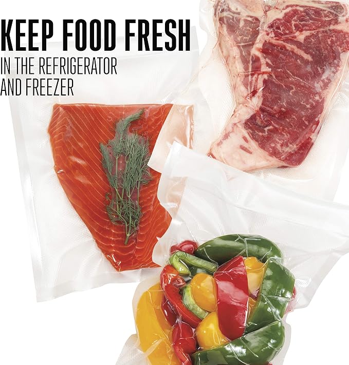 Weston 11" x 16" Gallon Vacuum Sealer Bags For Meal Prep & Sous Vide | 2 Ply 3mm Thick | Compatible With NutriFresh & FoodSaver | BPA Free | 100 Count | Clear