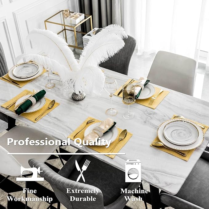 Home Brilliant Cloth Placemats Set of 4 Linen Placemat Washable Heat Resistant Dining Table Place Mats for Kitchen Table Holiday Dinner Decoration, Yellow