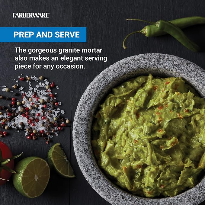 Farberware Professional Granite Molcajete Mortar and Pestle Stone Grinder, 4-Cup