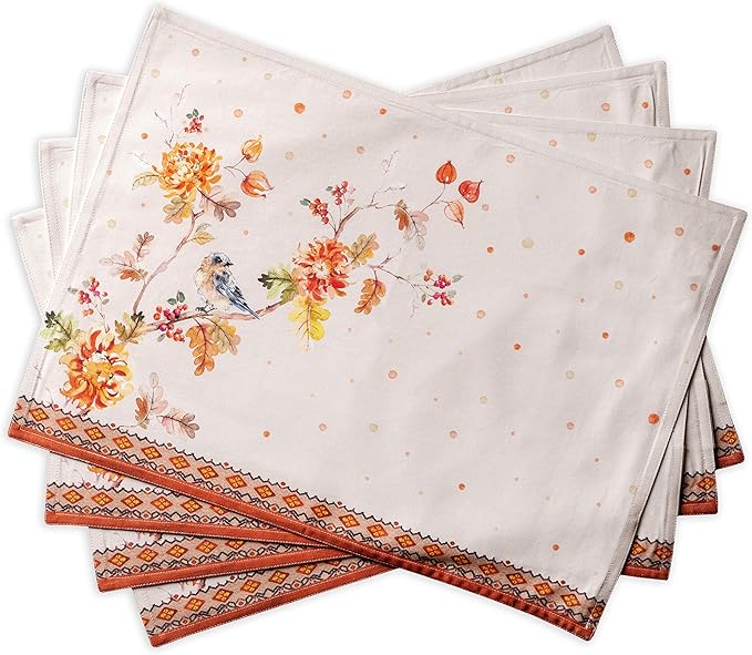 Maison d' Hermine Placemats Set of 4 Reusable 100% Cotton (13"x19") | Cloth Place Mats Washable Table Mats for Kitchen Dining Party Wedding Hotel Home Thanksgiving Christmas - Kelim - Prairie
