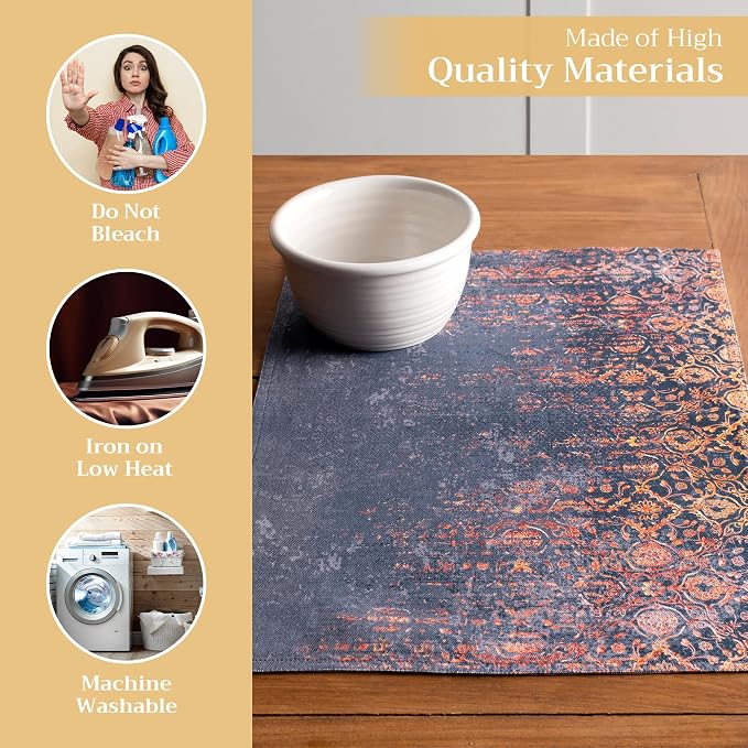 Maison d' Hermine Placemats Set of 4 Reusable 100% Cotton (13"x19") | Cloth Place Mats Washable Table Mats for Kitchen Dining Party Wedding Hotel Home Thanksgiving Christmas - Imperfection