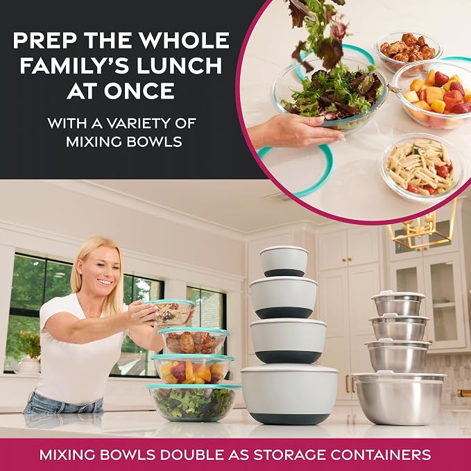 FineDine Stainless Steel Mixing Bowls Set, 6-Piece Metal Bowls | Stainless steel bowls, nesting design saves space, dishwasher safe, prep bowls, baking bowls, cooking bowls