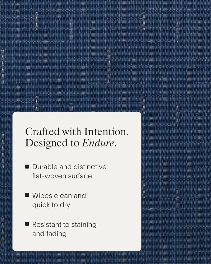 Chilewich Bamboo Placemats Set of 4, Round Woven Placemats | Reusable, Stain-Resistant, Indoor/Outdoor Tabletop Protection, 15", Lapis