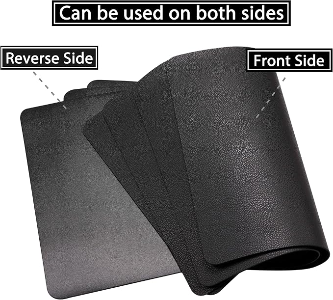 Wipeable Placemats Leather Table Mats Waterproof Heat-Resistant Easy to Clean for Dining Table Set Kitchen Table (2, Black)