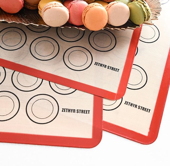 Macaron Baking Mat Silicone Non Stick, Full Sheet Reusable Pack of 2 Red | Non-Stick Macaron Mat for Perfect Baking, Dishwasher & Oven Safe, For Macarons, Cookies, Bread and More, 16x24” (40x60cm)