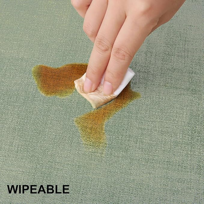 Faux Leather Heat Resistant Placemats 6 Packs, Waterproof Wipeable Dining PU Place Mats for Indoor & Outdoor, Easy to Clean, Sage Green