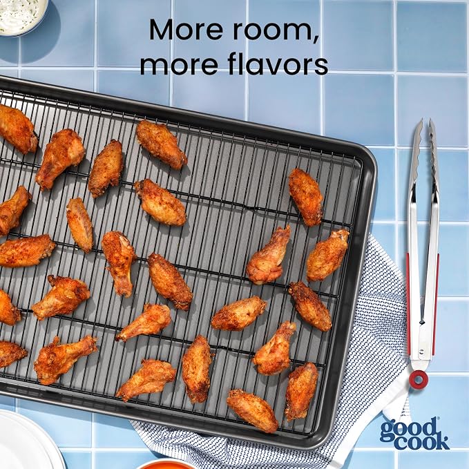 GoodCook Set of 2 Everyday Nonstick XL Cookie Sheet and XL Cooling Grid, Gray