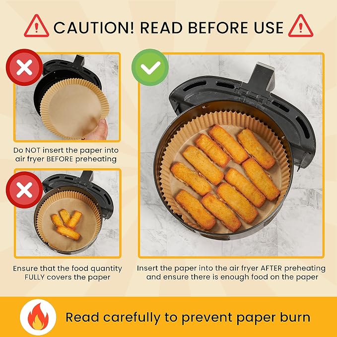 250 pcs Air Fryer Liners for Ninja, Round Disposable Airfryer Paper Liners | Non-Stick and Oil Proof for Easy Cleanup, Great for Oven, Pans & Baking – 8" for 5-8 qt Basket