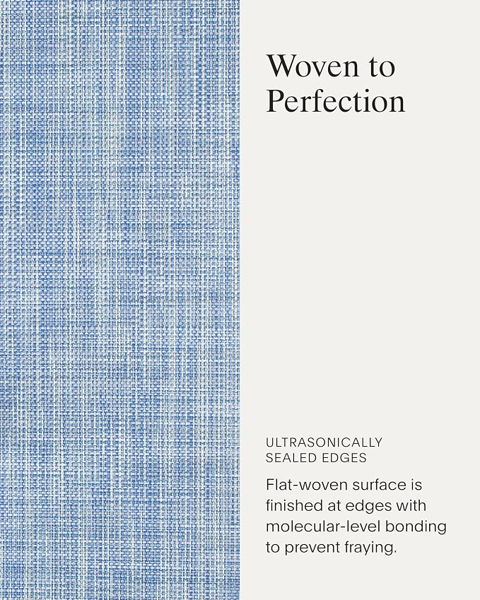 Chilewich Mini Basketweave Placemats, Woven Oval Placemats Set of 4 | Reusable, Stain-Resistant, Indoor/Outdoor Tabletop Protection, Chambray, 14" x 19.25"