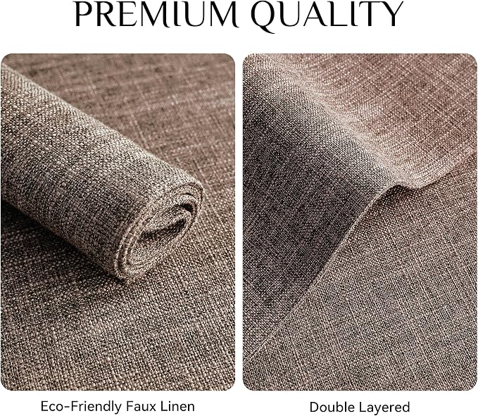 Softalker Faux Linen Placemats Set of 4-12 x 18 Inch, Heat Resistant Double Layered Durable Burlap Farmhouse Place Mats, Non-Slip Washable Rustic Table Mats for Dining, Kitchen, Party,Natural Linen