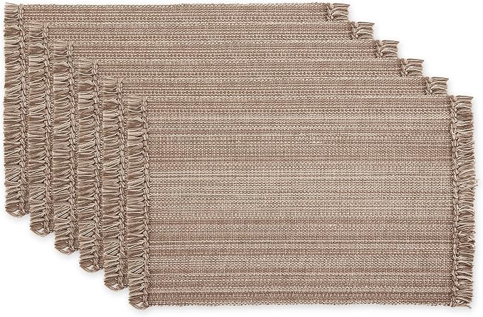 DII Variegated Tabletop Collection, Placemat Set, 13x19, Mushroom, 6 Piece