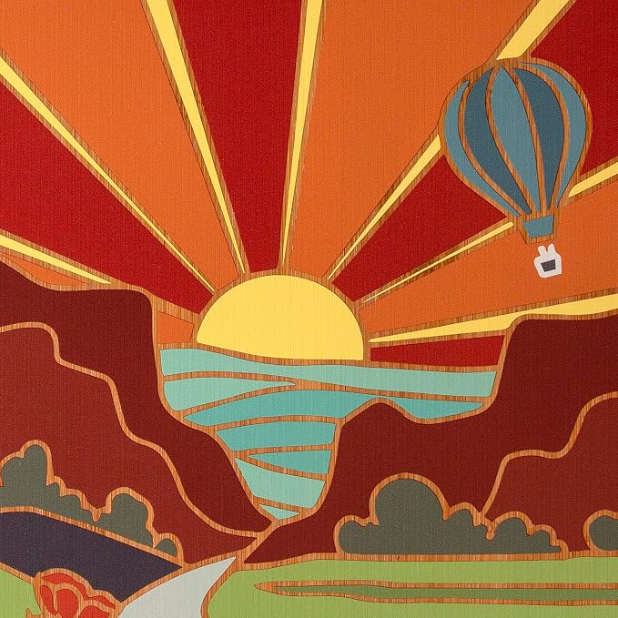 Totally Bamboo New Mexico State Shaped Cutting Board, Summer Stokes Art | State charcuterie board with colorful hand-drawn landscape art. Smooth reverse side for food prep. Hang tie for wall display.