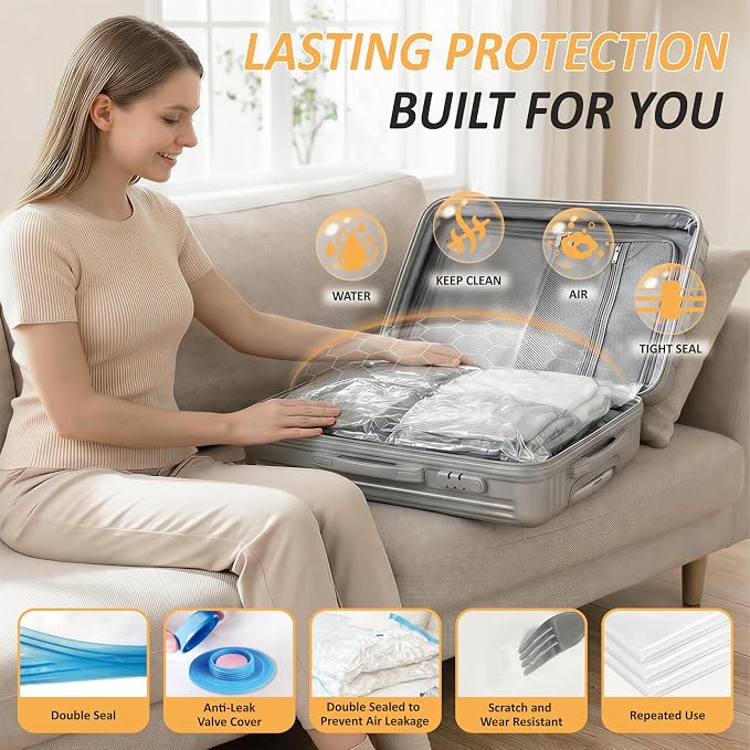 Cozy Essential Travel Vacuum Storage Bags with Rechargeable Cordless USB Pump, Space Saver Bags for Luggage, Suitcase, Carry-On, for Clothes, Blankets, Bedding & Seasonal Storage,22 Combo