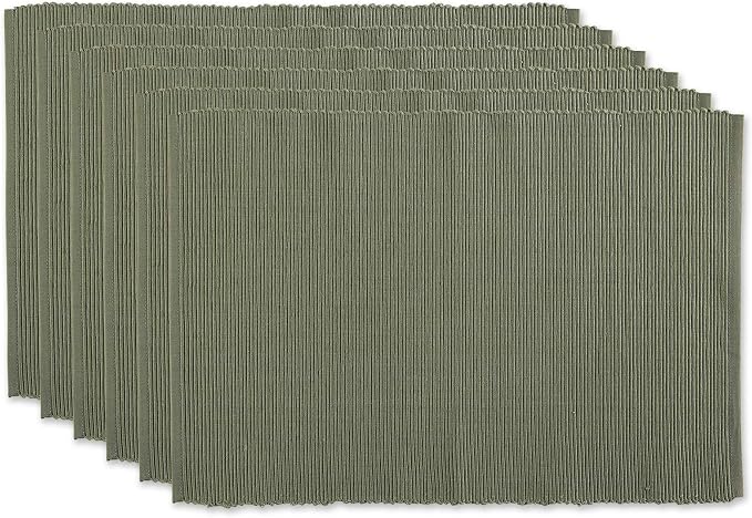 DII Basic Everyday Ribbed Tabletop 100% Cotton, Placemat Set, 13x19, Artichoke, 6 Piece