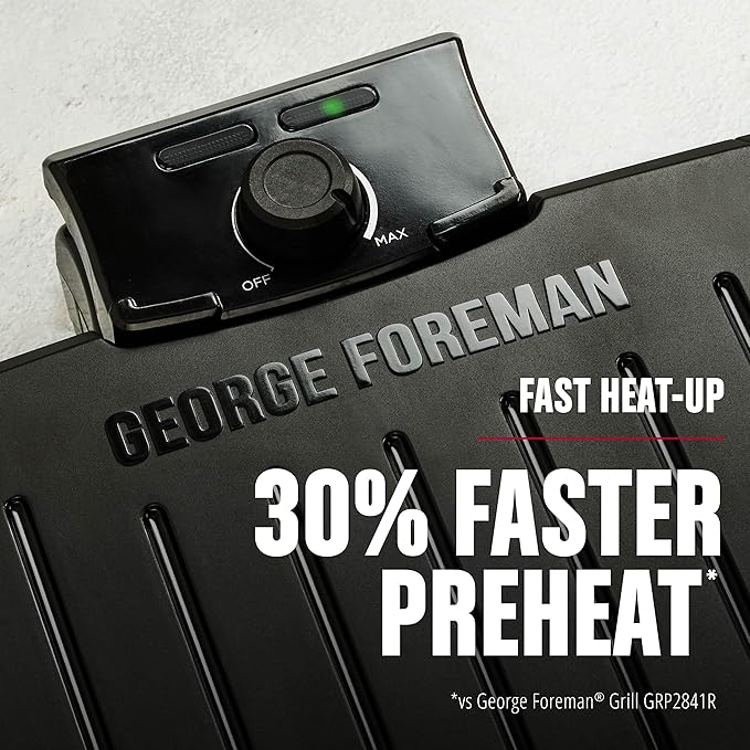 GEORGE FOREMAN® Contact Submersible™ Grill, 5-Serving Grill - Adjustable Temperature Control, Black Plates, Wash the entire grill | Fully submersible grill with dishwasher-safe design, fast preheat and durable nonstick plates for easy cleanup.