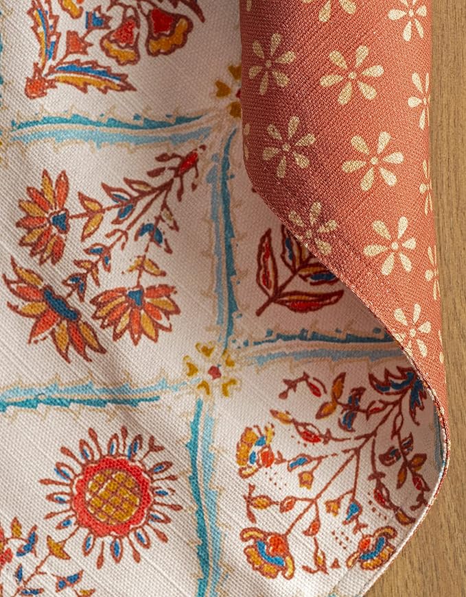 Maison d' Hermine Placemats Set of 4 Reusable 100% Cotton (13"x19") | Cloth Place Mats Washable Table Mats for Kitchen Dining Party Wedding Hotel Home Thanksgiving Christmas - Romane