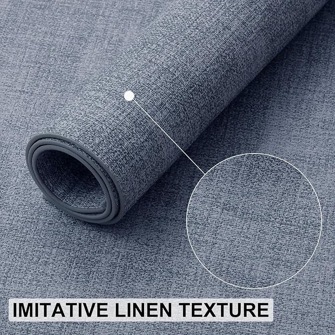 Faux Leather Heat Resistant Placemats 12 Packs, Waterproof Wipeable Dining PU Place Mats for Indoor & Outdoor, Easy to Clean, Denim Blue