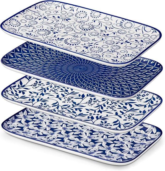 vancasso Porcelain Serving Trays for Party, Serving Platters Set of 4,Serving Dishes for Entertaining, Ceramic Party Trays and Platters for Serving Food, 12" Inch, Series SELENE