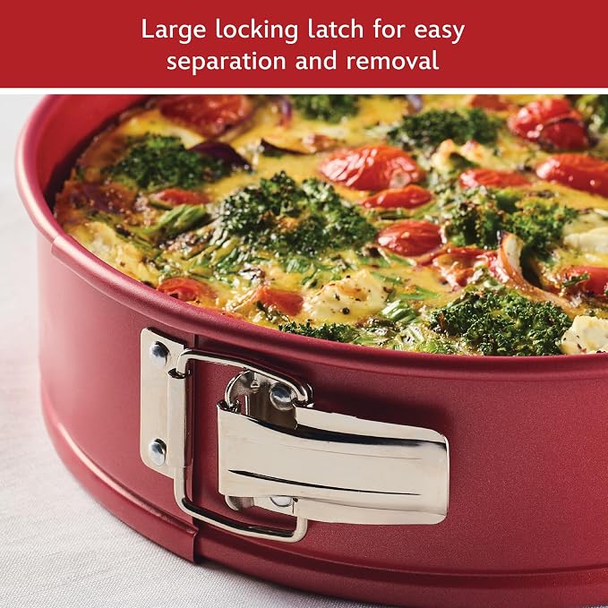 Farberware Disney Bake with Mickey Mouse Bakeware Nonstick Springform Baking Pan/Nonstick Springform Cake Pan/Nonstick Cheesecake Pan, Round, 9 Inch - Red and Gray