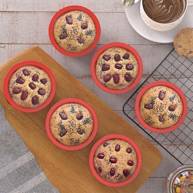 4 inch Mini Cake Pans, 6 Pack Nonstick Silicone Small Cake Pans | Smash Cake Pans for Bento Cake, Muffin and Egg Bites, Healthy & Sturdy, Easy Release & Easy Clean