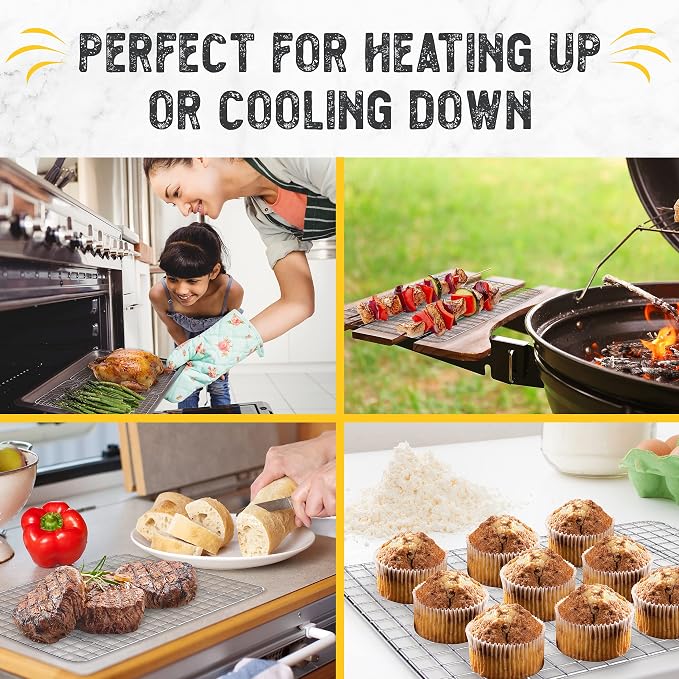 Cooling Rack for Cooking and Baking - 10" x 15" Set of 2 Stainless Steel, Oven Safe Grid Wire Cookie Cooling Racks | Oven Safe, Grid Wire, Stainless Steel