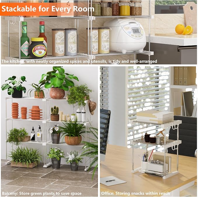 BLULEE Expandable Under Sink Organizer, No-Drill Adjustable Shelf | Custom fit around pipes cabinet rack for bathroom vanity and kitchen pantry, supporting heavy laundry supplies.