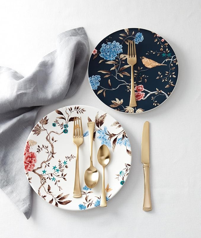 Lenox Portola Gold Satin 20-Piece Silverware Set for 4, Flatware | gold, dishwasher safe | includes knives, forks, and spoons | heavy duty, cutlery set for kitchen and dining, utensil set