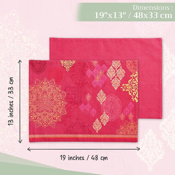 Maison d' Hermine Placemats Set of 4 Reusable 100% Cotton (13"x19") | Cloth Place Mats Washable Table Mats for Kitchen Dining Party Wedding Hotel Home Thanksgiving Christmas - Versailles