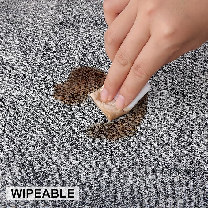 Faux Leather Heat Resistant Placemats 4 Packs, Waterproof Wipeable Dining PU Place Mats for Indoor & Outdoor, Easy to Clean, Smokey Grey
