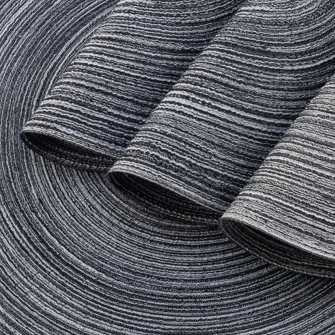 Winknowl Round Braided Placemats Set of 8 Washable Woven Heat Resistant Table Mats for Kitchen Dining Tables 15 inch Round Place Mats (Mist Gray,8)