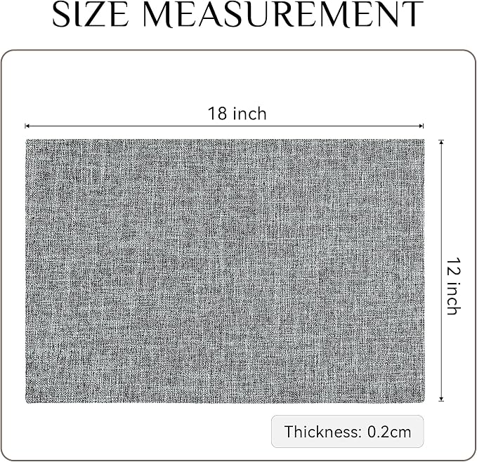 Softalker Faux Linen Placemats Set of 4-12 x 18 Inch, Heat Resistant Double Layered Durable Burlap Farmhouse Place Mats, Non-Slip Washable Rustic Table Mats for Dining, Kitchen, Party（Ash Grey