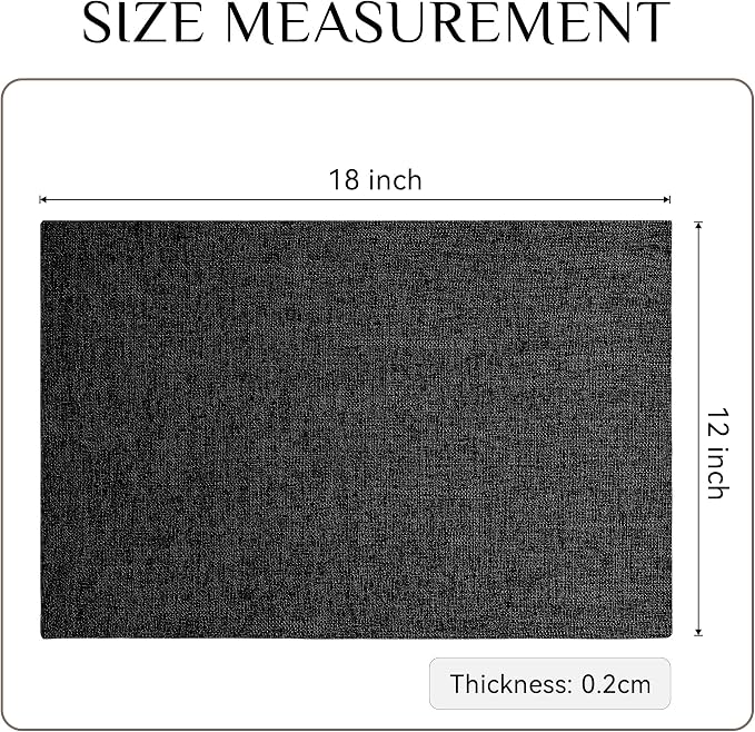 Softalker Faux Linen Placemats Set of 4-12 x 18 Inch, Heat Resistant Double Layered Durable Burlap Farmhouse Place Mats, Non-Slip Washable Rustic Table Mats for Dining, Kitchen, Party（Black