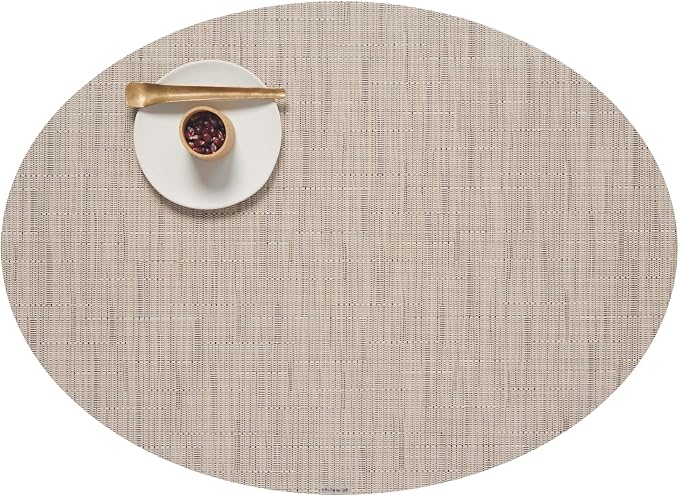 Chilewich Bamboo Placemats Set of 4, Woven Oval Placemats | Reusable, Stain-Resistant, Indoor/Outdoor Tabletop Protection, 19" x 14", Oat
