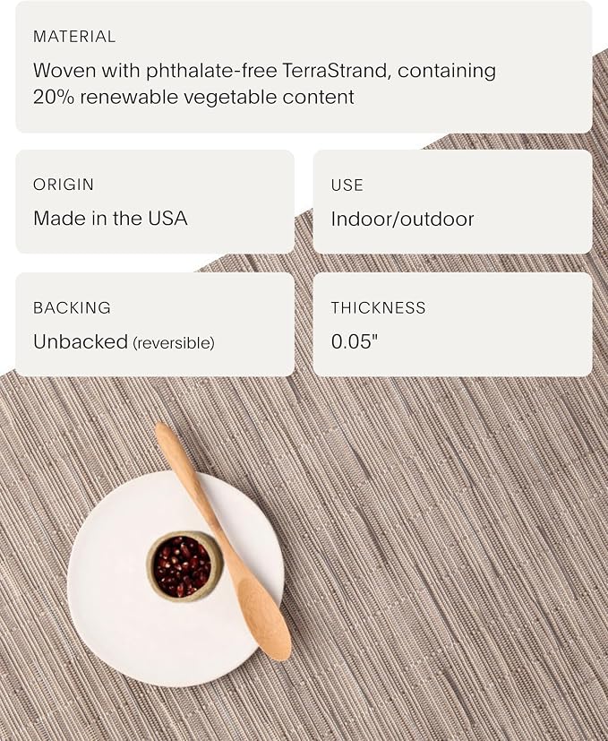 Chilewich Bamboo Placemats Set of 4, Woven Rectangle Placemats | Reusable, Stain-Resistant, Indoor/Outdoor Tabletop Protection, 19" x 14", Dune