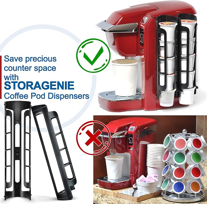 STORAGENIE Coffee Pod Holder for Keurig, Stores 10 Pods | Compatible with K-Cups, Vertical storage saves counter space, Ideal for small kitchens, RVs and dorms