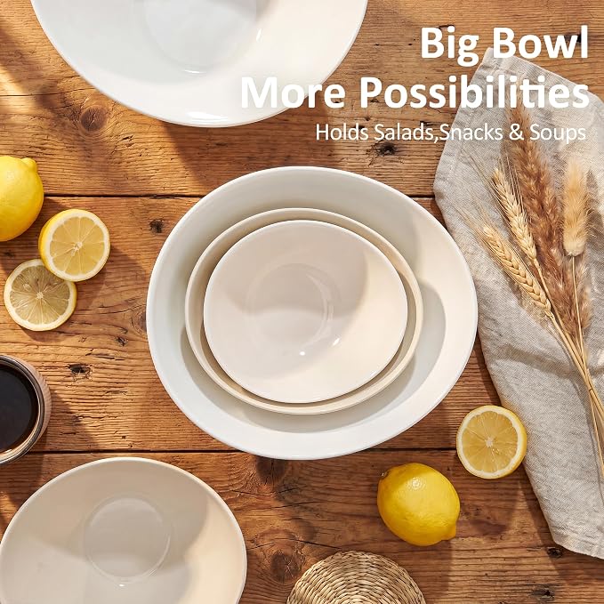Teocera 6 Inch Ceramic Breakfast Bowls Set of 6, 10 Ounce Small Yogurt Bowls for Salad, Soup, Dessert, Microwave & Dishwasher Safe - Cream