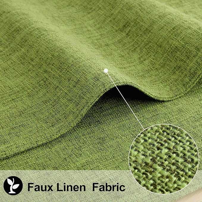 Faux Cotton Linen Placemats Set of 4, Cloth Washable Farmhouse Dining Table Mats for Indoors & Outdoors, Easy to Clean, Grass Green, 13 x 19 Inch