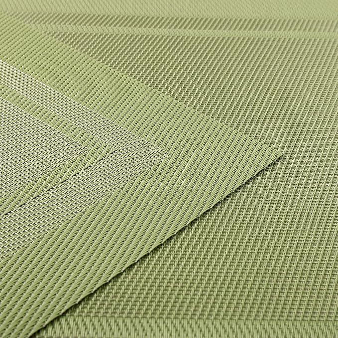 SHACOS Woven Vinyl Placemats Set of 6 Wipe Clean Place Mats for Dining Table Heat Resistant PVC Weave Table Mats Indoor Outdoor (6, Frame Olive Green)