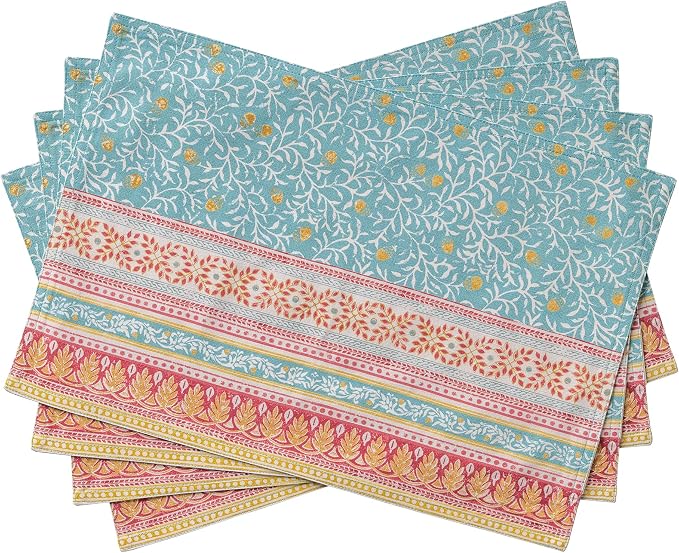 Maison d' Hermine Placemats Set of 4 Reusable 100% Cotton (13"x19") | Cloth Place Mats Washable Table Mats for Kitchen Dining Party Wedding Hotel Home Thanksgiving Christmas - Carpo