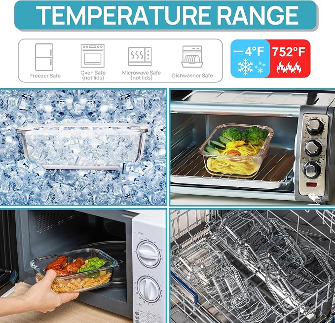 Vtopmart 18Pack Glass Food Storage Containers with Lids, Meal Prep Containers, Airtight Lunch Containers Leak Proof Locking Lids for Microwave, Oven, Freezer, Dishwasher