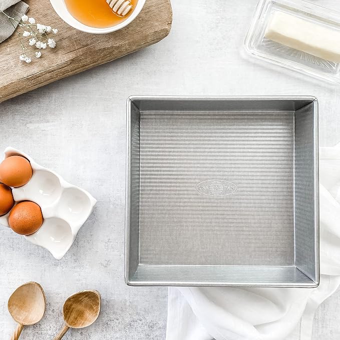 USA Pan Bakeware Nonstick Square Cake Pan,9 Inch,Aluminized Steel,(Pack of 6)