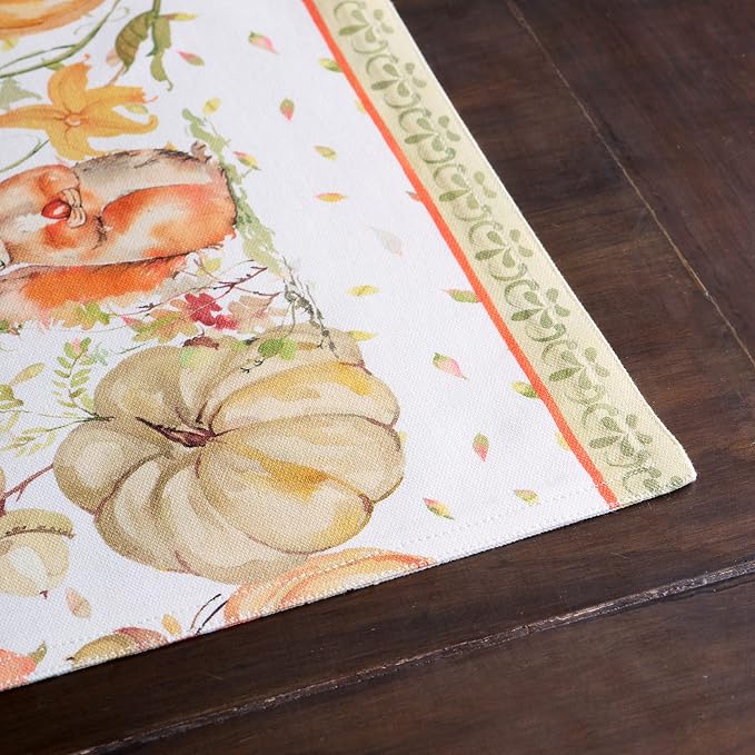 Maison d' Hermine Placemats Set of 4 Reusable 100% Cotton (13"x19") | Cloth Place Mats Washable Table Mats for Kitchen Dining Party Wedding Hotel Home Thanksgiving Christmas - Pumpkin Passion