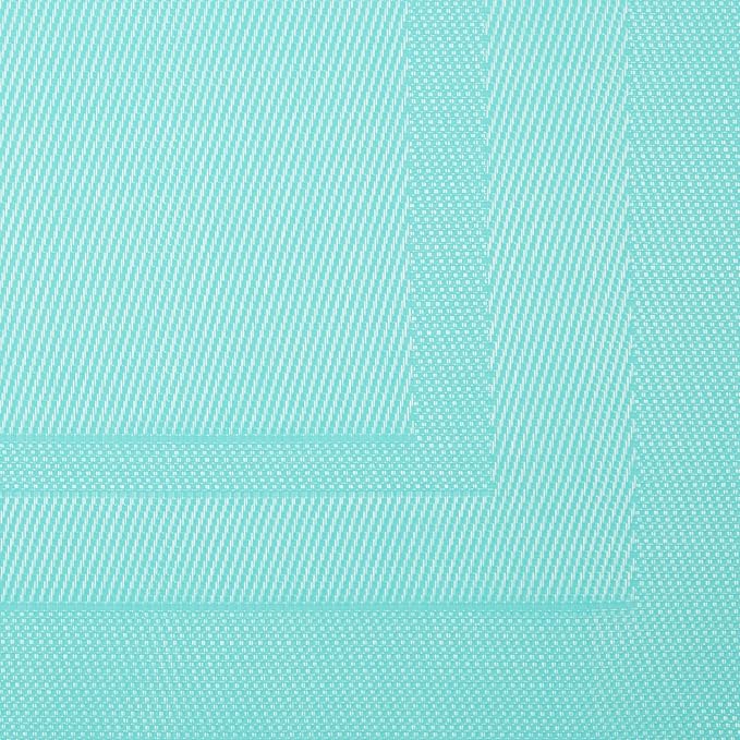 DII PVC Tabletop Collection Woven Indoor/Outdoor, Placemat Set, 13x17.25, Aqua, 6 Piece