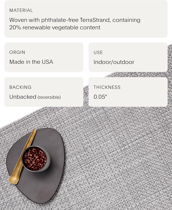 Chilewich Basketweave Placemats, Woven Round Placemats Set of 4 | Reusable, Stain-Resistant, Indoor/Outdoor Tabletop Protection, Shadow, 15"