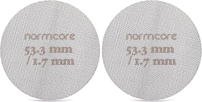 Normcore 53.3mm Puck Screen - Lower Shower Screen - Metal Contact Screen for Espresso 54mm Portafilter Filter Basket - 1.7mm Thickness 150μm - 316 Stainless Steel (Pack of 2)