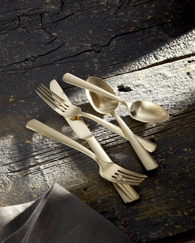 Oneida Aptitude Champagne Satin 20-Piece Silverware Set for 4, Flatware | satin finish, dishwasher safe | includes knives, forks, and spoons | cutlery set for kitchen and dining