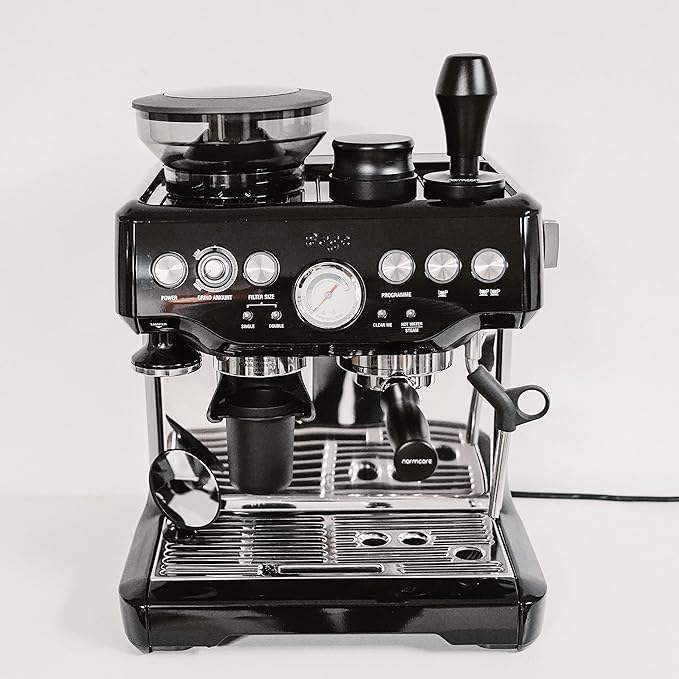Normcore V4 Coffee Tamper 53.3mm - Spring-Loaded Tamper - Barista Espresso Tamper with 15lb / 25lb / 30lbs Replacement Springs - Anodized Aluminum Handle and Stand - Flat Base, Black