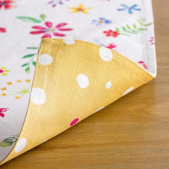 Maison d' Hermine Placemats Set of 4 Reusable 100% Cotton (13"x19") | Cloth Place Mats Washable Table Mats for Kitchen Dining Party Home Restaurant Spring Summer - Happy Florals - Sweety