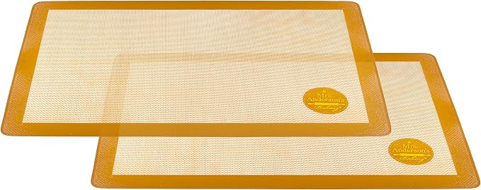 Mrs. Anderson's Baking Non-Stick Silicone Baking Mat - Reusable Oven Liner & Pastry Mat - For Breads, Cookies, Roasting & More - Baker’s Essentials - Heat-Resistant to 480°F - Half-Size Baking Mat